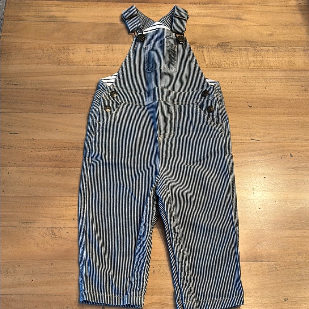Baby Boden Striped Blue Overalls